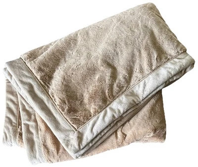 Restoration Hardware Faux Fur Throw Blanket Beige Minky Soft 45”x65” 2009 - Image 1 of 4