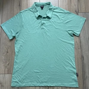 Patagonia Cotton Organic Trail Polo Shirt Short Sleeve Men’s L Light Green Mint - Picture 1 of 9