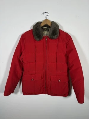 Chaqueta de plumón Eddie Bauer vintage años 80 90 acolchada ganso acolchado cuello de piel sintética Foto 1 de 4