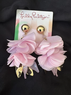 Новый с Ярлыками Lilly Pulitzer золото CZ розовый лепесток цветы серьги проколотый 3,5» падение новый - Изображение 1 из 4