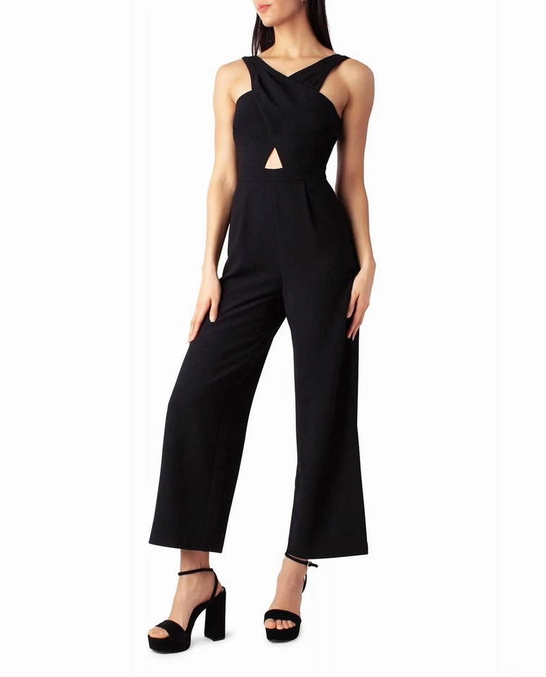 Nicole Miller Charli Stretch Crepe Halter Neck Jumpsuit Very Black - Image 1 of 1