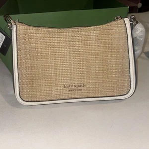 Kate Spade New York Hudson kleine Umhängetasche creme Leder Stroh - Bild 1 von 7