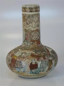 ANTIQUE VASE MEIJI JAPANESE KYOTO SATSUMA Ceramic - Picture 1 of 1