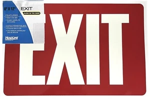 Headline Sign Glow In The Dark Sign 8 x 12 Red Glow Exit 4792 USA Seller -texas - Picture 1 of 2
