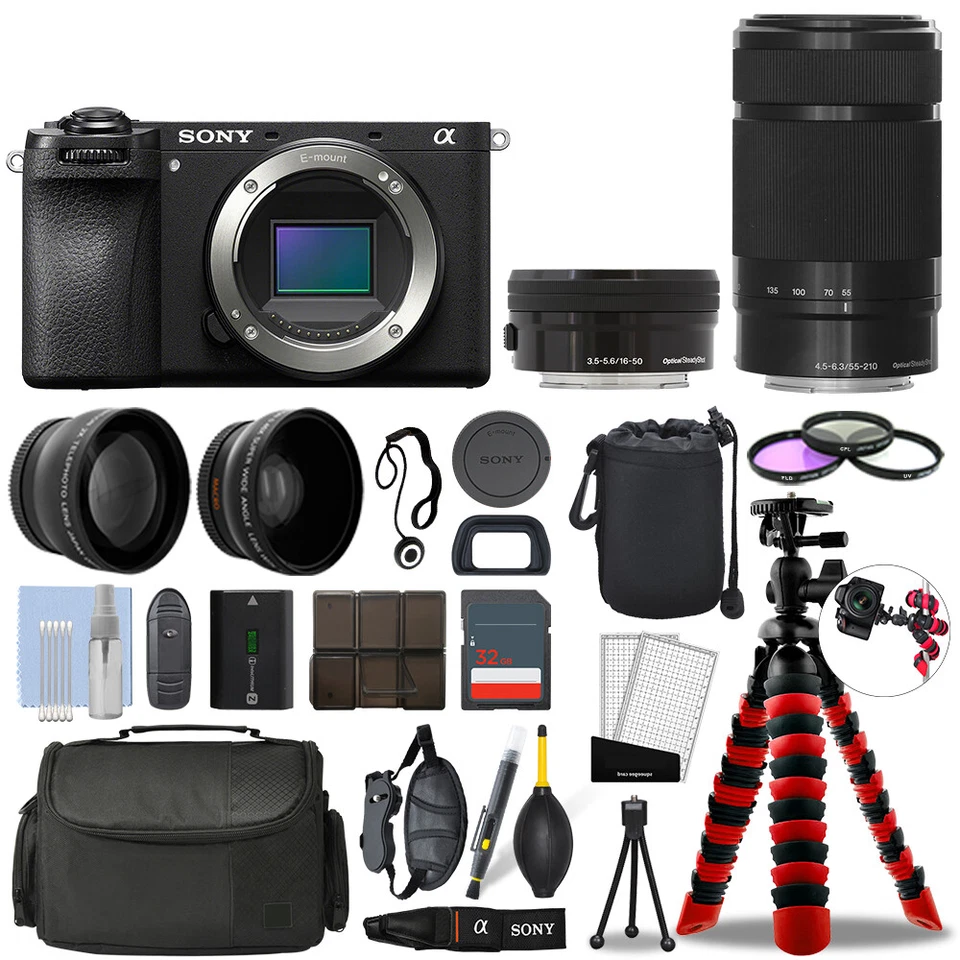 Sony Alpha a6700 Mirrorless Camera + 16-50mm + 55-210mm 32GB Multi Lens Bundle