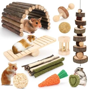 Hamster Cage Accessories, 12 Different Chew Toys for Guinea Pig, Chinchillas, - Picture 1 of 7