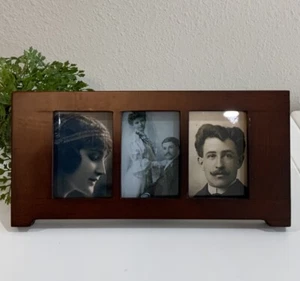 Vintage Fetco gebeiztes Kirschholz 3 drei Fotos Bilderrahmen 2,5” x 3,5” - Bild 1 von 6