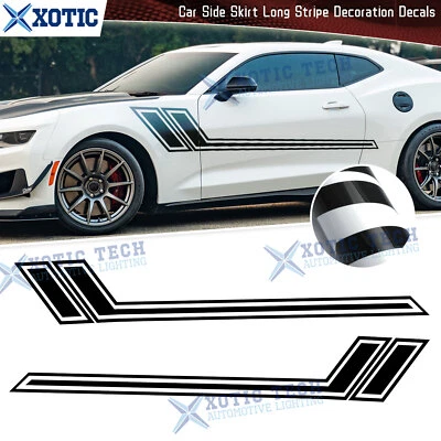 2x Black Side Fender Body Hockey Style Stripe Vinyl Sticker For Chevy Camaro - Image 1 of 4