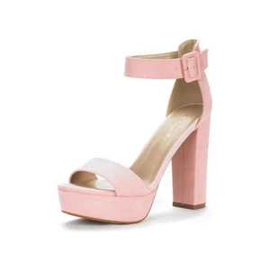 Women Ankle Strap Open Toe Chunky High Heel Wedding Party Pump Heel Sandals - Picture 1 of 13