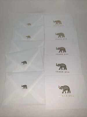 (5) Punch Studio Thank You Blank Note Card: Embossed Golden Majestic Elephant - Image 1 of 4