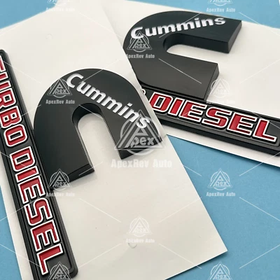 Fender Cummins Turbo Diesel Emblems Badge For RAM 2500 3500 Black Red 68276962AA - Image 1 of 4