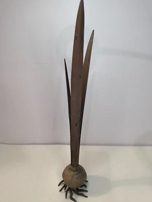 Florero de colección 1985 carnaval pátina de latón bulbo brote soporte para flores tulipán cebolla 13" Foto 1 de 4