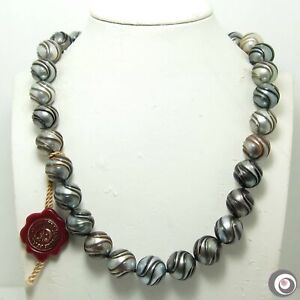 Galatea Hand-Carved Genuine Tahitian South Sea Cultured Pearl Necklace #TN618