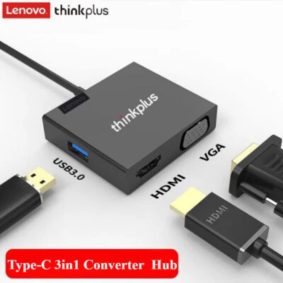 3in1 USB-C toVGA HDMI 4K 1080P USB 3.0 Adapter Converter Cable Hub For Mac PC - Image 1 of 4