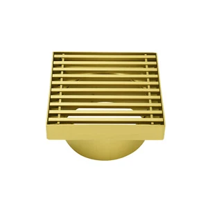 Brushed Gold Bathroom 100x100mm Strip Fence Floor Drain Shower Grate 80mm Waste - Picture 1 of 4