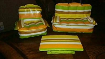 Mueble Barbie Puff & Play vintage años 70 rayas verde naranja amarillo marrón Foto 1 de 4
