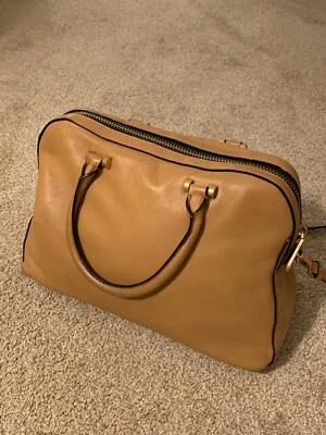 MILLY Womens’s Brown Tan LEATHER GROMMET Top handle SATCHEL HANDBAG PURSE - Image 1 of 4