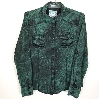 Camisa Roar Hombres Passin to Tie Dye Frontal a Presión Talla XL Verde Manga Larga Elastizada Foto 1 de 4