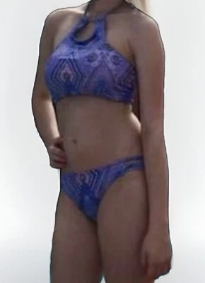 Xhilaration Bikini Set Blue Paisley Top D/DD. BOTTOM XS - Image 1 of 4