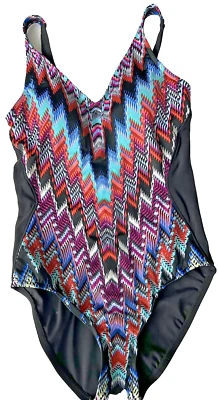 Traje de baño de una pieza verde aguamarina para mujer nuevo sin etiquetas negro mediano multicolor sujetador acolchado frontal Foto 1 de 4