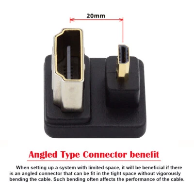 NFHK Micro HDMI 1.4 Male Type-D to HDMI Female Port  Up Opposite U Shape Back - Image 1 of 4