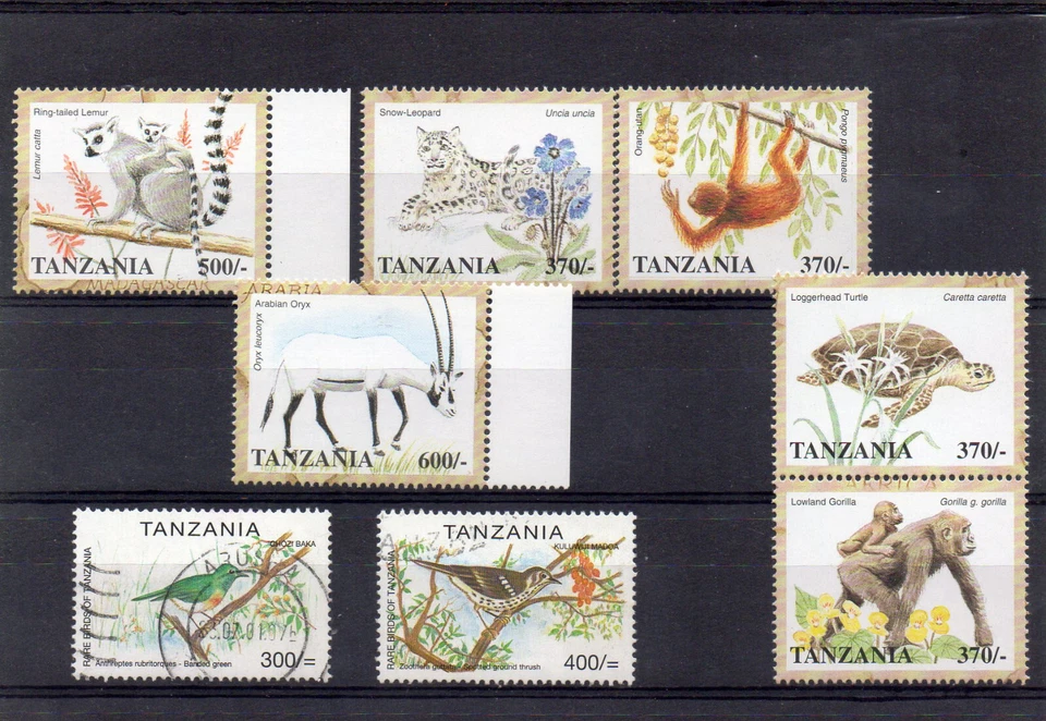 TANZANIE - Lot de 8 valeurs - FAUNE /OISEAU. - Photo 1/1