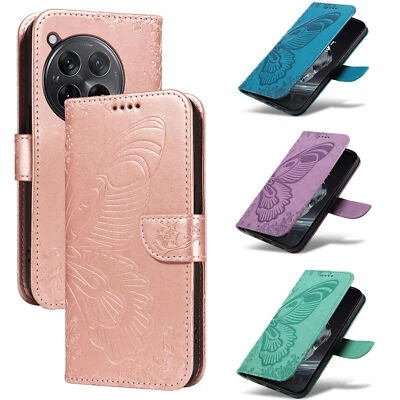 Luxury Butterfly Flip Card Wallet Phone Case For OnePlus 12 11 10T 9 Nord CE N20 - Image 1 of 4