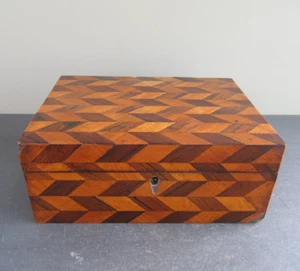 Antique Parquetry Jewelery Box - For Repair - Picture 1 of 12