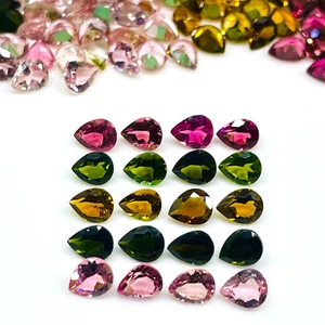 VVS 20 Pcs Natural Multi Tourmaline 5x4mm Pear Cut Loose Untreated Gemstones Lot - Picture 1 of 10