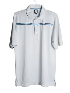 FootJoy FJ Herren Hemd M weiß blau sportliche Passform Streifen Polo Golf Performance - Bild 1 von 5