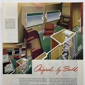 Budd Railroad 1948 coche cama anuncio impreso original acero inoxidable tren ferrocarril - Imagen 1 de 5