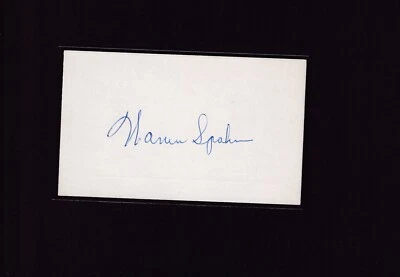 Warren Spahn Autographed 3x5 Index Card Beckett COA deceased 2003 - Image 1 of 2