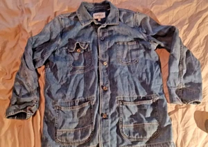 Chaqueta utilitaria Orvis azul denim Chore Field 4 bolsillos botones para mujer talla L” - Imagen 1 de 5