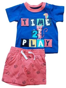 Infant Boys Time 2 Play Tiger T-Shirt & Shorts Summer Outfit 2 Piece Set Newborn - Picture 1 of 1