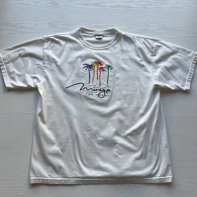 Camiseta Mirage Casino Hotel Las Vegas Vintage Años 90 Para Hombre XLarge Blanco Palmeras Foto 1 de 4