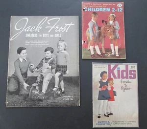 Vtg. Lot (3) Knit+ Crochet for Children JACK FROST Coats&Clark's AMER.THREAD - Picture 1 of 9
