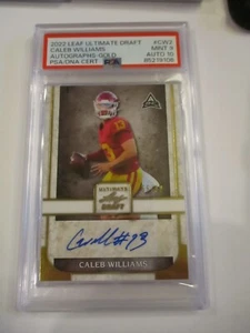 2022 LEAF ULTIMATE CALEB WILLIAMS AUTO 55/99 GOLD RC CARD PSA/DNA 9 MINT AUTO 10 - Picture 1 of 3