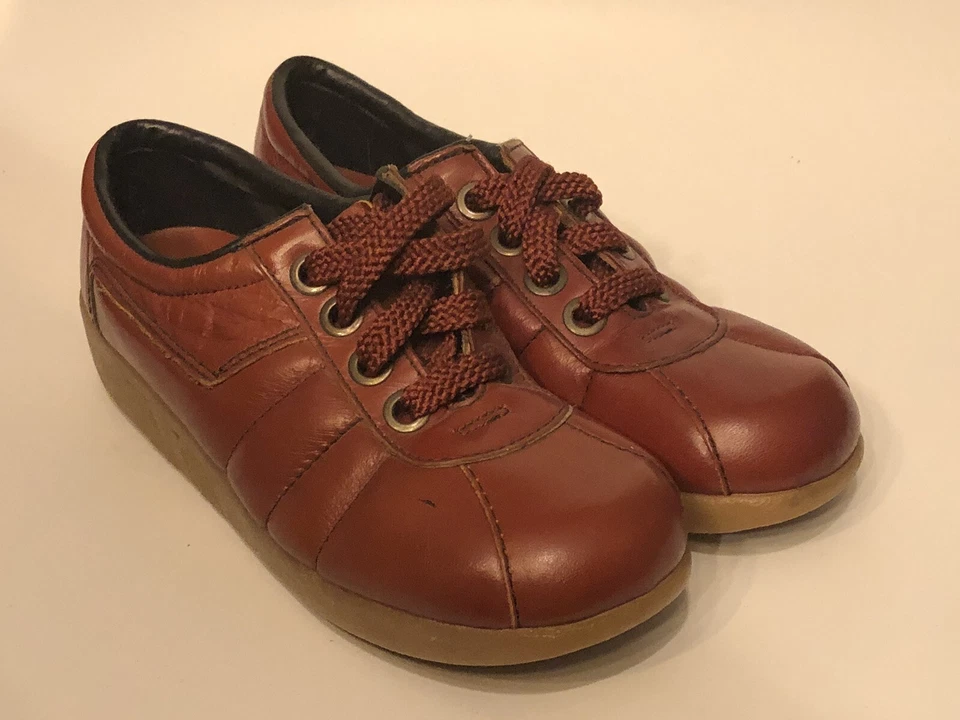 Charm Step Talla 5.5 Naranja Marrón Imitación Cuero Crepé Suelas Cordones Cuña Zapatos Años 70’s Foto 1 de 4