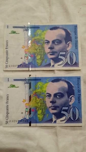 LOTTO 2 banconote 50 Franchi franccesi SERIE 1994 -1996 - Foto 1 di 1