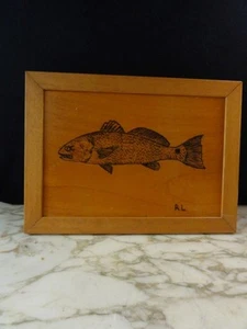Wood Burning Art Channel Bass Fish Man Cave or Cabin Art Signed - Picture 1 of 1