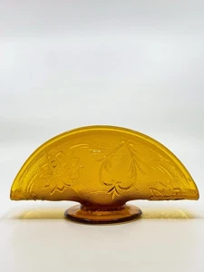 Vintage Bernstein Gänseblümchen Schnörkel Glas Serviettenhalter • L.E. Smith Kanawha Style - Bild 1 von 12