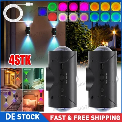4X Wandleuchte Nachtlicht mit Bewegungsmelder Magnetische 8 Farbmodi USB Dimmbar - Bild 1 von 4