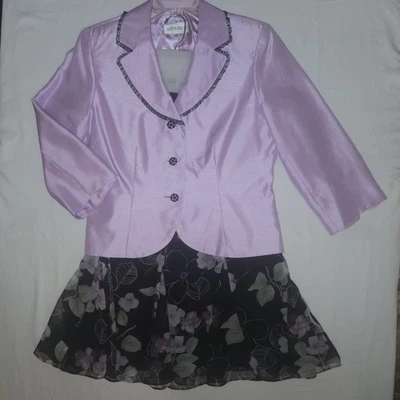 Женский размер 10 розовый и цветочный винтажный 1992 юбка и куртка комплект с плеча... - Изображение 1 из 4