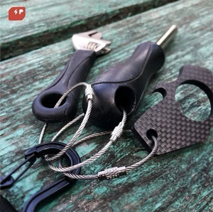 3er Set schwarzer großer Schlüsselring Draht Edelstahl Schlüsselanhänger Auto Kabel Gepäck - Bild 1 von 5