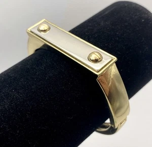 Banana Republic Bangle Bracelet Light gold tone Hinged Screw Plate Modern - Picture 1 of 7