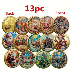 Juego de monedas de Navidad monedas de celebración de año nuevo para fiestas navideñas regalos 13 piezas - Imagen 1 de 10