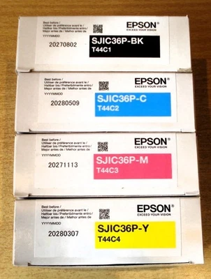 full set GENUINE EPSON SJIC36P-BK SJIC36P-C SJIC36P-M SJIC36P-Y  ink cartridges - Image 1 of 3