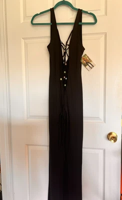 NWT Dreamgirl 1 Piece Daring Sexy Clubwear Party Outfit Black Multicolor Beads M - Image 1 of 4