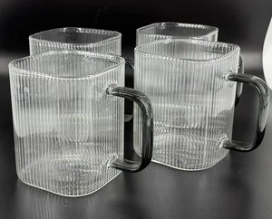 Coffee Tea Cup, Smokey Black Handle, Heat Resistant, Modern Design - Picture 1 of 7