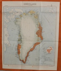 GREENLAND 1938 GEODÆTISK INSTITUT ANTIQUE ORIGINAL LITHOGRAPHIC GEODETIC MAP - Picture 1 of 1